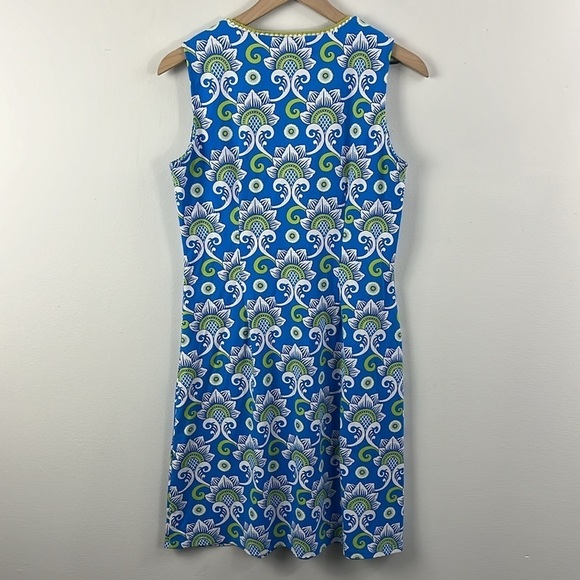 J. McLaughlin Catalina Cloth Blue Green Crochet Floral Sleeveless Dress Womens M - Picture 2 of 13